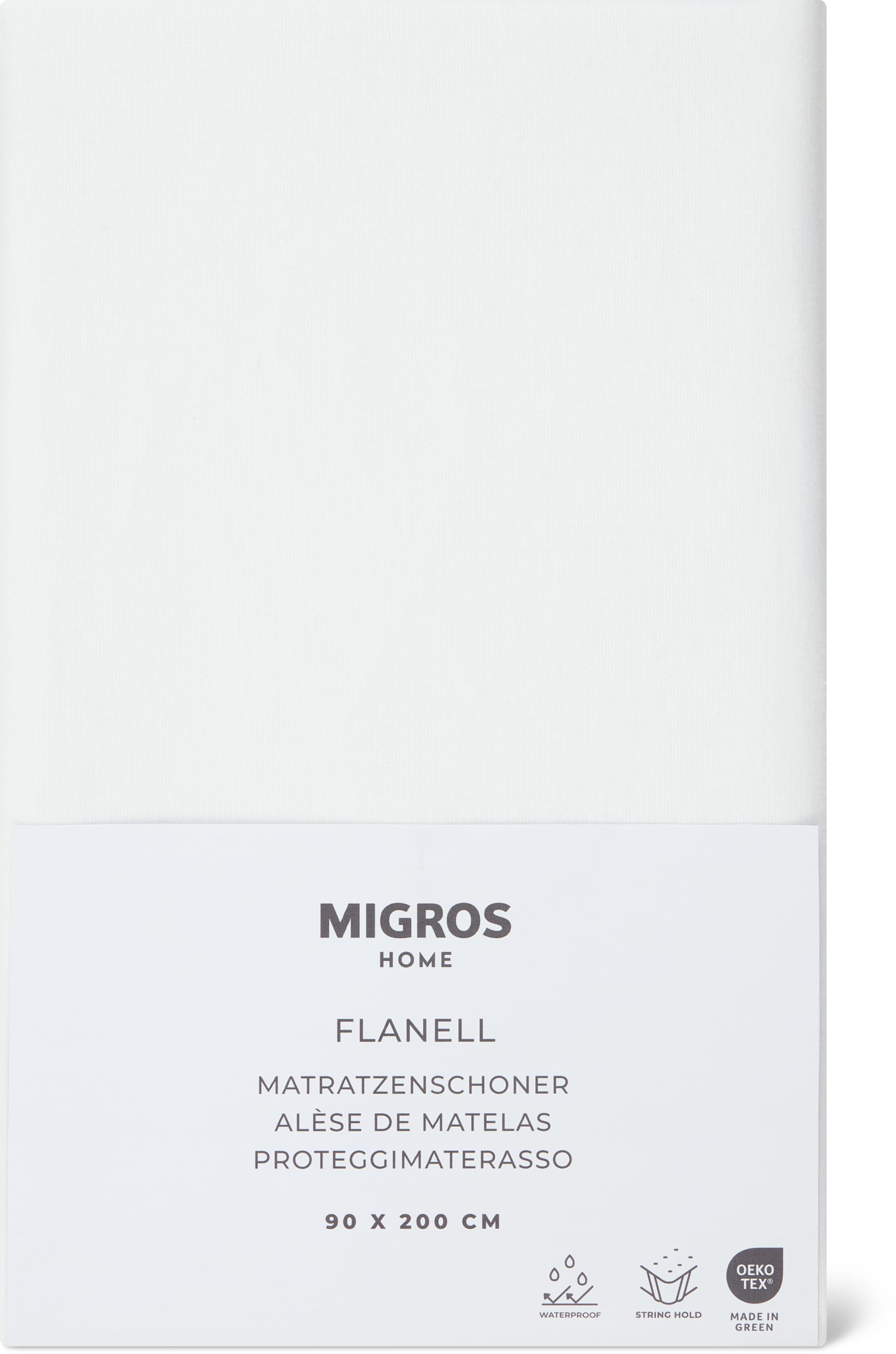 Molton Flanell Matratzenschoner 90x200cm, weiss